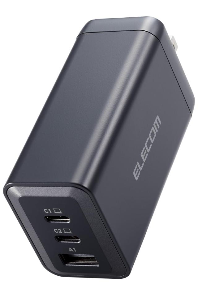エレコム 充電器 120W USB PD対応 3ポート Type-C×2 USB-A 1ポート最大100W 折りたたみ式プラグ GaN採用 PPS対応 温度保護機能 ブラック