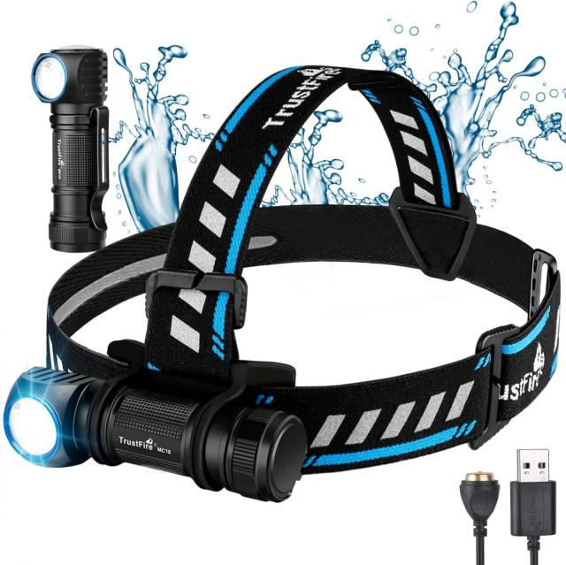 Trustfire MC18ヘッドライト充電式 LED懐中電灯 1200ルーメン 強力 小型 5モード切替 フラッシュライト 磁気充電 IPX8防水 ハンディライ 8,049円