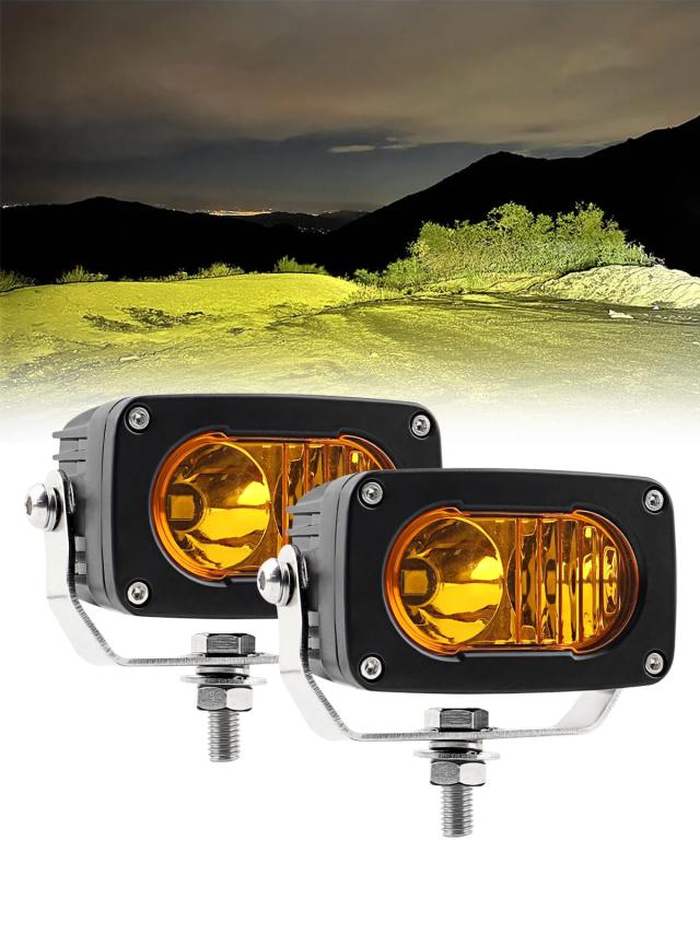 CHELHEAD 3インチLED作業灯 イエ ロー 50ｗ バイク LEDフォグランプ 広角狹角一体型 車補助灯 高輝度 12v/24v兼用 3000K IP68 防水 防塵