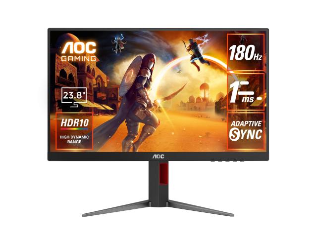 AOC モニター ディスプレイ 24G4/11, 23.8インチ, 1920×1080@180Hz, 1ms(MPRT), HDMI2.0 x 1/ DP1.4x1, 昇降(高さ調整)/チルト/スイーベ