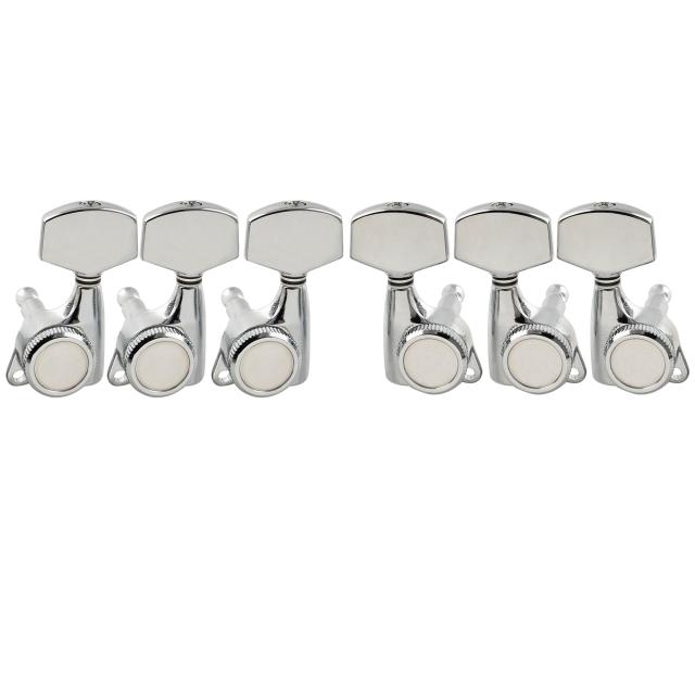 Musiclily Pro L3R3 ギターロック式ペグLocking Tuners エレキギター/アコースティックギター用、 クローム大きなヘックスボタン