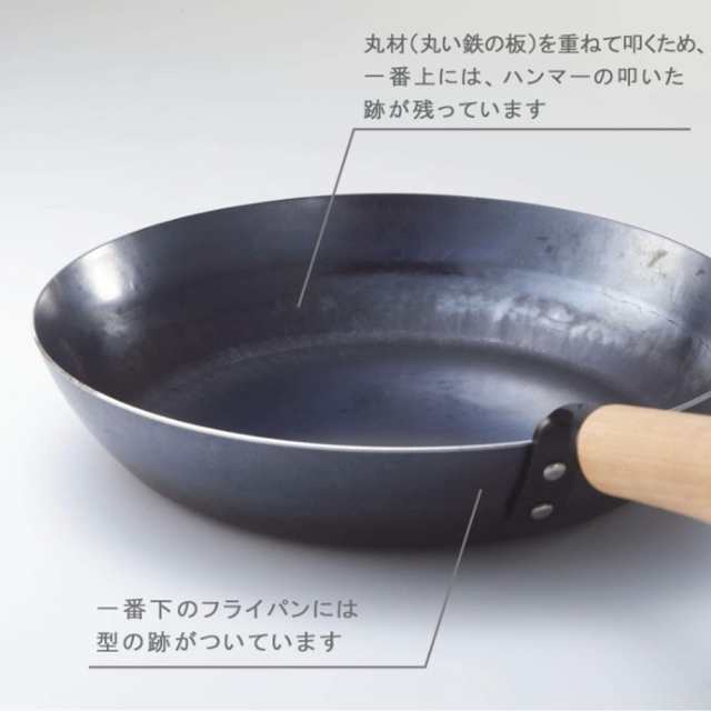 にちにち道具 鉄 フライパン 深型 IH対応 24cm 日本製 山田工業所 打ち出し 九十九 ブラック