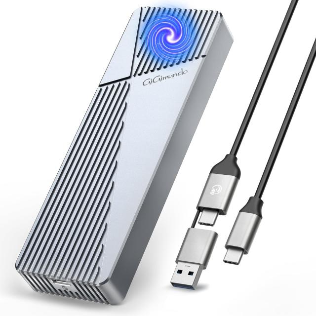GiGimundo 40Gbps超高速 M.2 NVMe SSD外付けケース内蔵冷却ファン付き Thunderbolt 4/3 USB4/3.2/3.1/3.0/2.0互換性ありアルミニウム合金