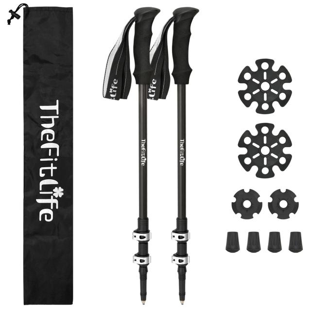 TheFitLife トレッキングポール カーボン 登山 ストック 軽量 57-120cm伸縮 ウォーキングポール ウォーキングステッキ 2本セット 登山杖 の通販は 5,521円