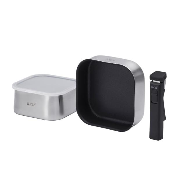 四角いフライパン sutto（スット） フライパンセット 4点 IH対応 ガス火対応 着脱式 選べるsutto ステンレスシリーズ シルバー ドウシシ