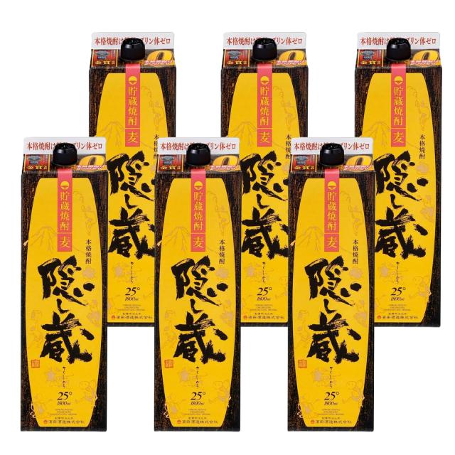 ?田酒造 隠し蔵 ﾊﾟｯｸ 25度 1800ml×6本