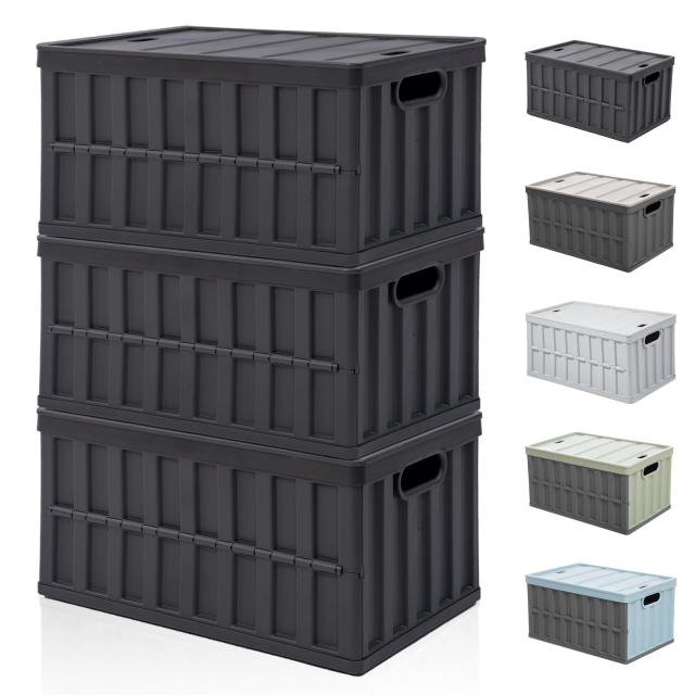 【収納？新設計】収納ボックス 折り畳み コンテナ ボックス 大型 64L*3個 蓋付き 多機能 コンテナ 収納 ケース 積み重ね 組立簡単 取っ手の通販は