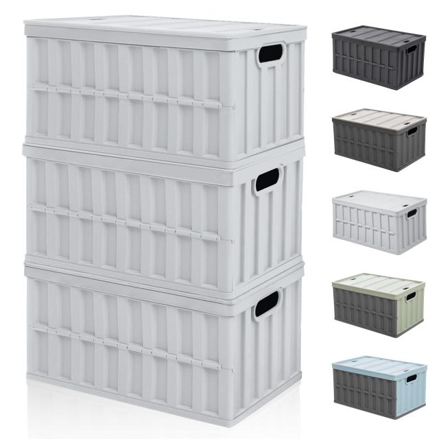 【収納？新設計】収納ボックス 折り畳み コンテナ ボックス 大型 64L*3個 蓋付き 多機能 コンテナ 収納 ケース 積み重ね 組立簡単 取っ手の通販は