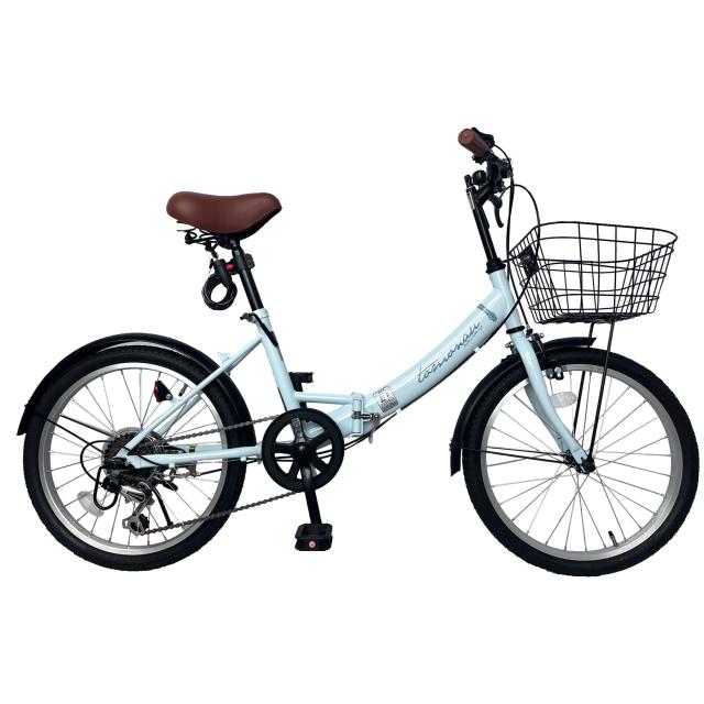 TOMONAU 折り畳み自転車 20インチ 折りたたみ自転車 6段変速 カゴ ワイヤー錠 ライト付き 通勤 通学 街乗 前後泥除け装備 ハンドルの高さ