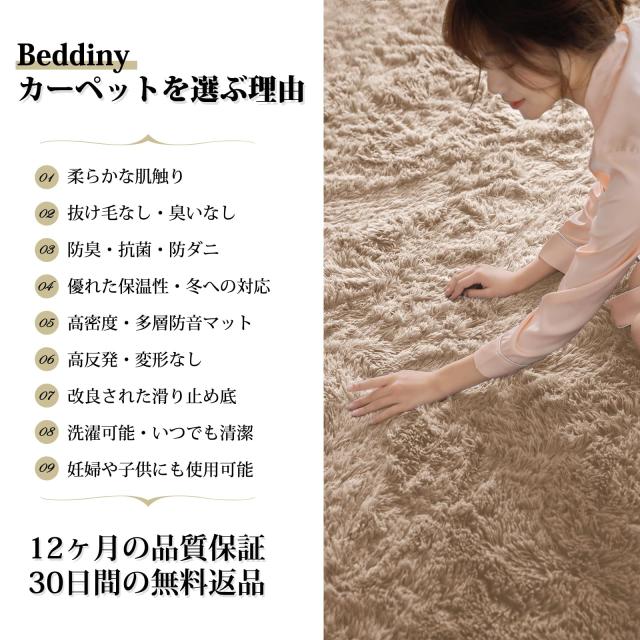 Beddiny カーペット ラグ ホットカーペット【中層:30D高密度ウレタン 厚さ約1.2cm 独自技術とデザインの抗菌防臭加工】 ラグマット シャ_4