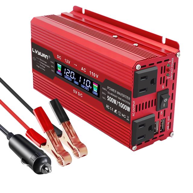 LVYUAN（リョクエン）インバーター 12V 定格 500W 最大 1000W DC12V（直流）AC100V（交流）変換 カーインバーター キャンプ 車中泊グッズの通販は 5,629円