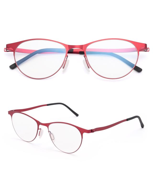 GO!GRM 老眼鏡 レディース おしゃれ ブルーライトカット 金属 高級 ボストン型 メガネ 軽量 滑り止め リーディンググラス 一体型 デザ