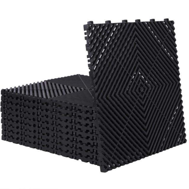 ISL ガレージタイル ラウンドタイプ ブラック 4枚セット 40×40×1.8cm 業務用 高耐荷重モデル 4,755円