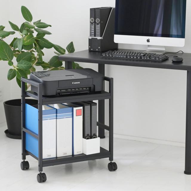 山善(YAMAZEN) ワゴン キャスター付き A4ファイル対応 天板高さ調節可能 サイドテーブル デスク下 収納 幅50×奥行29.5×高さ60.5cm 組立