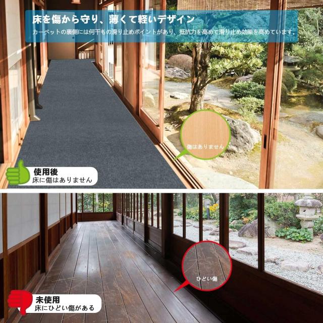 廊下 カーペット 吸着 廊下敷き 80×600cm 厚さ4 mm Bolinker ロングカーペット ズレない 洗える 撥水 おしゃれ 無地 カーペットタイプ_1