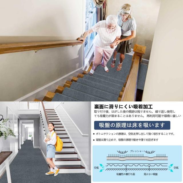 廊下 カーペット 吸着 廊下敷き 80×600cm 厚さ4 mm Bolinker ロングカーペット ズレない 洗える 撥水 おしゃれ 無地 カーペットタイプ_3