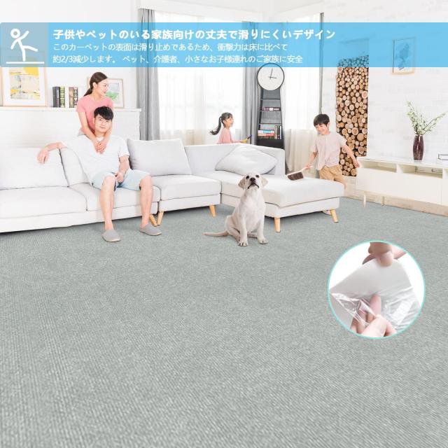Bolinker ロングカーペット 80×600cm 厚さ4mm ズレない 洗える 撥水 おしゃれ 無地 廊下用 カーペットタイプ TPR 防音 ラグ ペット 置く_4