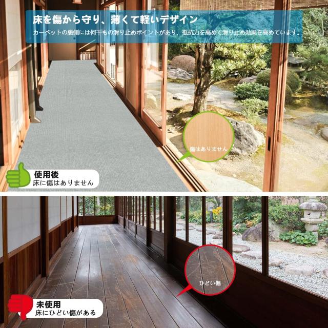 Bolinker ロングカーペット 80×600cm 厚さ4mm ズレない 洗える 撥水 おしゃれ 無地 廊下用 カーペットタイプ TPR 防音 ラグ ペット 置く_5