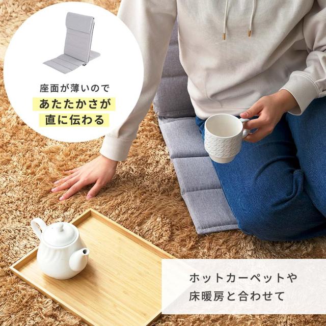 ドウシシャ いつでもどこでも背もたれ スリム 座椅子 薄型 コンパクト 背もたれ 14段階リクライニング 頭まで支えるハイバック 転倒防止_2