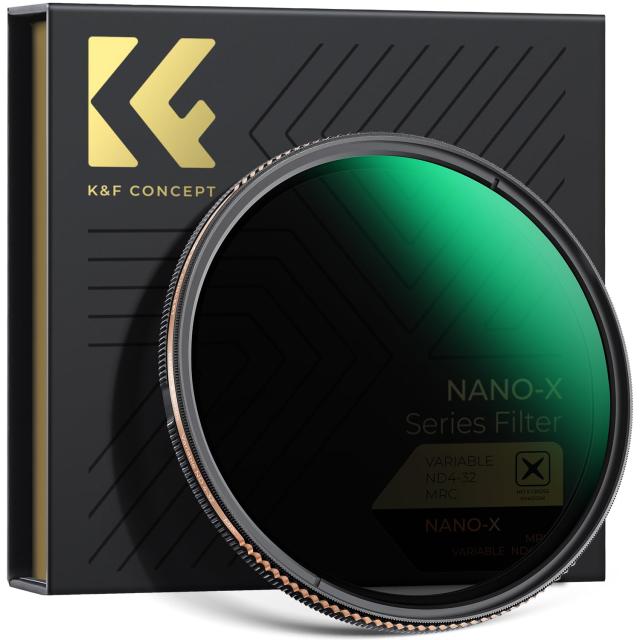 K＆F Concept 72mm 可変NDフィルター ND4-ND32 減光量調整 減光フィルター AGC光学ガラス 低反射率 28層ナノコーティング 薄枠 撥水撥油防