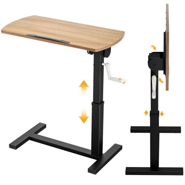 サイドテーブル 昇降式デスク 在宅ワーク PCデスク 高さ無段階調節 介護用 ベッドテーブル (角度調整, 木の色)の通販は 16,179円