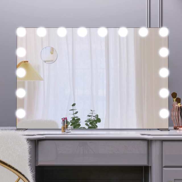 Wonstart女優ミラー 62x91cm ハリウッドミラー卓上 大型 壁掛け/卓上両用 16LEDライト付き 3色ライトモード 明るさ調節可能 記憶機能 卓の通販は