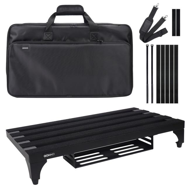 【2024進化版】GOKKO 超軽量 ギターエフェクター ボード アルミニウム合金 ペダルボード 丈夫で耐用 キャリングバッグ付き(L-ブラック)