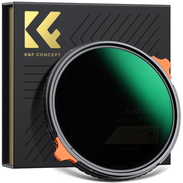 K＆F Concept 58mm 可変NDフィルター ND2-ND32＆CPL TRUE COLOR 1枚2役 多機能フィルター 黄色被り解消可能 両面28層コーティング 光学ガラ