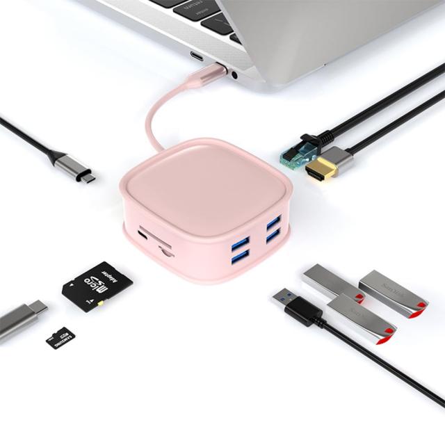 1to10 USB-Cハブ USB HDMI変換アダプタ コネクタ ドッキングステーション 10in1 10ポート 100WPD 充電 HDMI USB3.0 映像出力 コンパクト