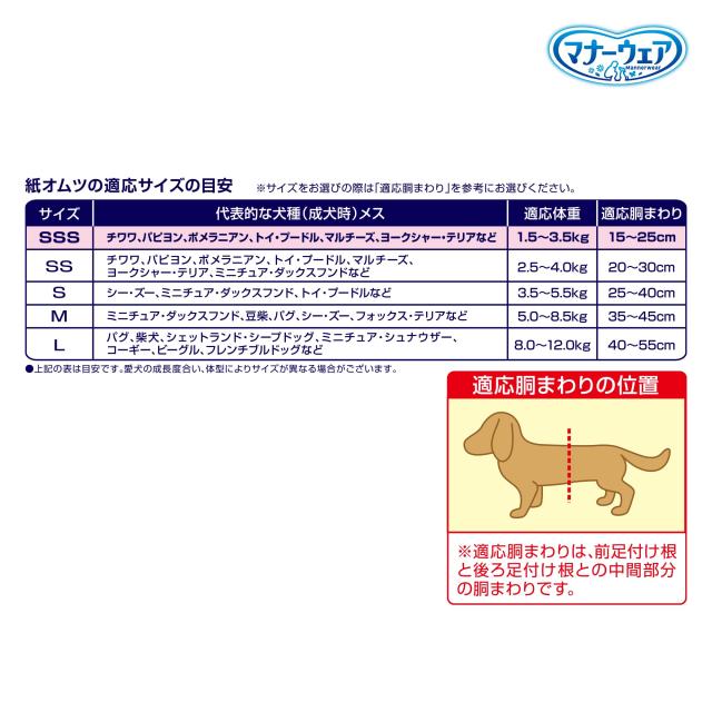 マナーウェア 犬用 おむつ 長時間オムツ 女の子用 SSSサイズ 超小型犬用 456枚(38枚×12) おしっこ ペット用品 ユニチャームケース品_8