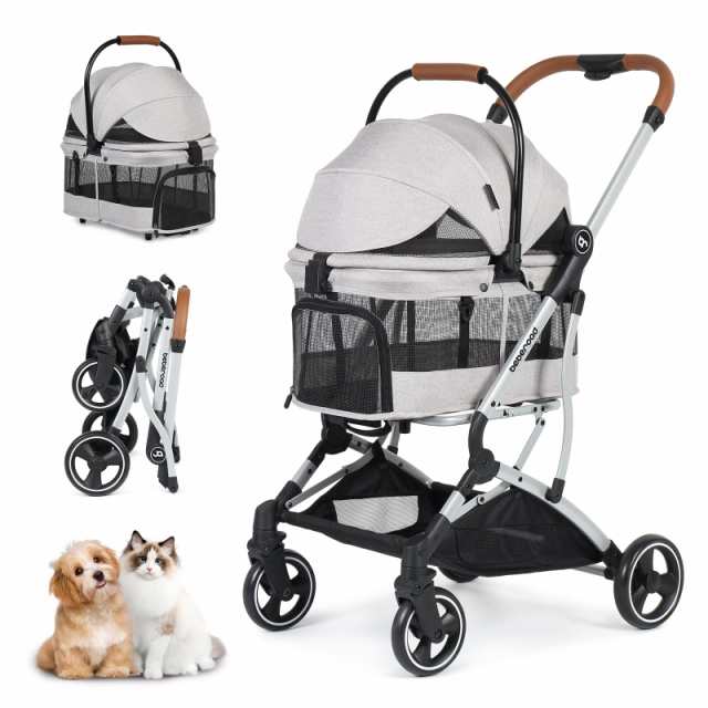 BEBEROAD PETS T3 ペットカート ペットカート 分離型 小型犬 折りたたみ 4輪 前輪360°回転 犬用バギー 犬用ベビーカー 多頭用 小型犬 中
