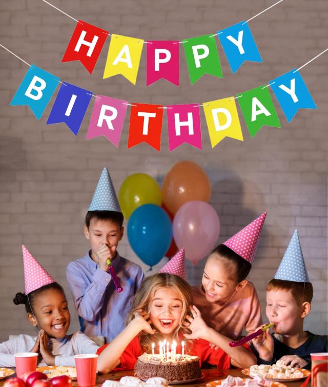 カラフル Happy Birthday ペーパー レター ガーランド カラフル