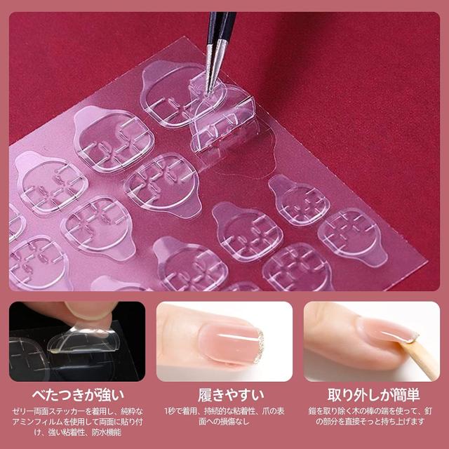 Lwenjing ネイルチップ 24枚入 3D ネイルチップ 手作りネイルチップ
