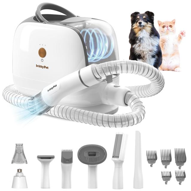 【より低騒音 】lvittyPet ペット グルーミング 掃除機 7-in-1 13kPa 犬用 バリカン 三段階調整 猫バリカン 抜け毛取り 防塵カップ 換毛の通販は