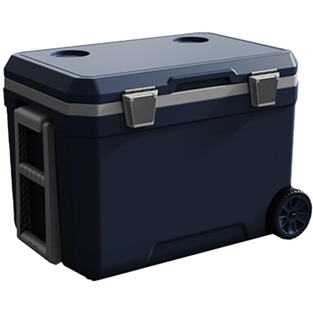 ハードクーラーボックス 45L 保冷60時間 ﾀｲﾔ付き 水抜き栓あり 釣り用クーラーボックス 大型クーラーボックス ネイビー