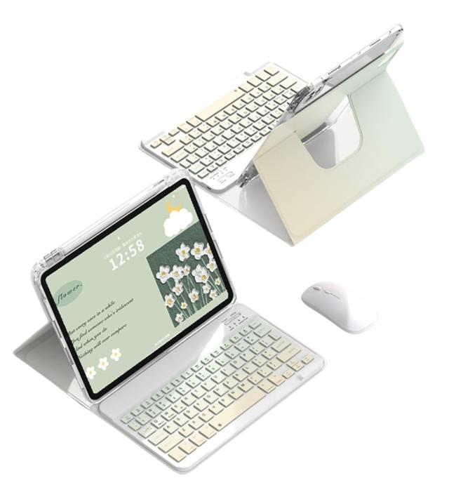 360度回転 2025 iPad A16 第11世代 キーボード ケース マウス付き iPad 10 第10世代 2022 グラデーションカラーキーボード マグネット分