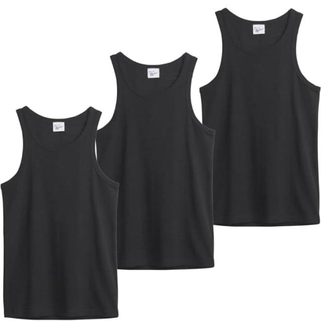 [Robert P. Miller] ミラー 110C パネルリブ タンクトップ 3枚セット (L, Black)