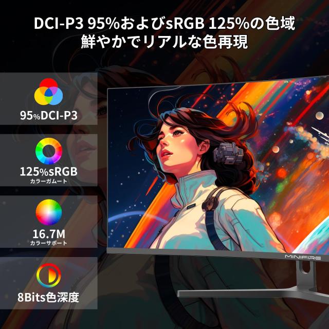 Minifire 34インチ最大165Hzゲーミングモニター Minifire 34インチ最大165Hzゲーミングモニター 1500R曲面