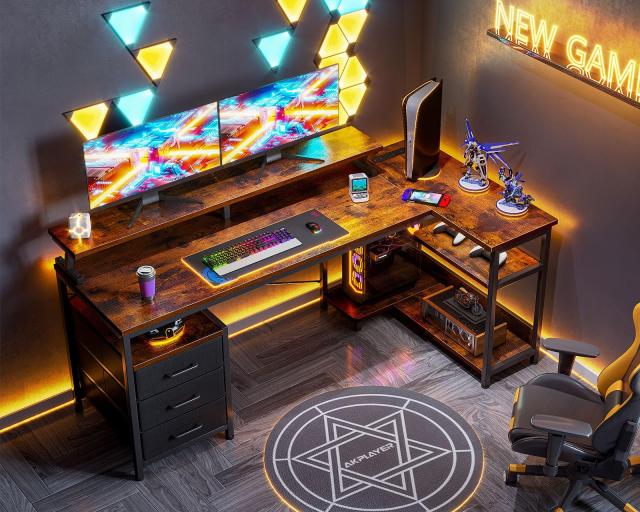 パソコンデスク 引き出し付き 机 pcデスク 幅106cm ゲーミン