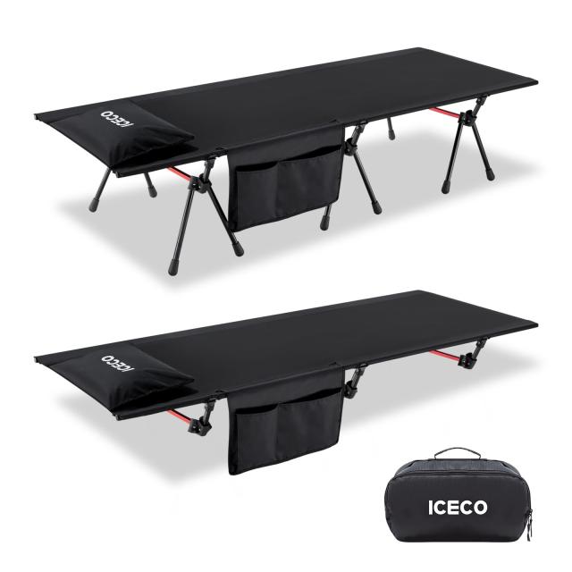 ワイドコット ICECO コット キャンプ 簡易ベッド2WAYハイ/ロー切替可能・耐荷重180KG・静音設計・高密度1000Dポリエステルシート・A707の通販は