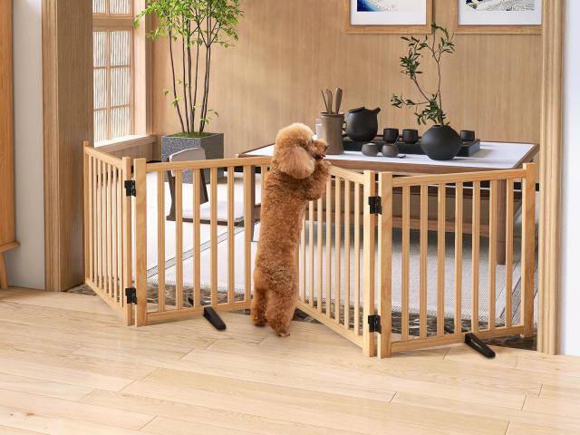 犬用ゲート木製 ペットゲート ペットフェンス 犬用フェンス、折り式 