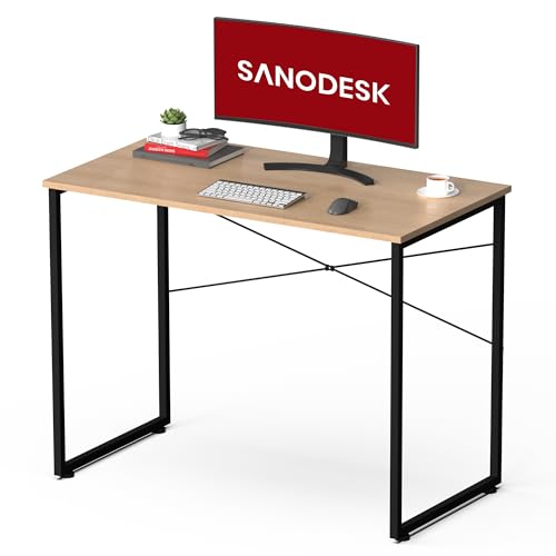 SANODESK デスク パソコンデスク 幅80Ｘ奥行き50Ｘ高さ72cm pcデスク モニターアーム対応 テレワーク 耐荷100kg アジャスター付き 組立簡の通販は