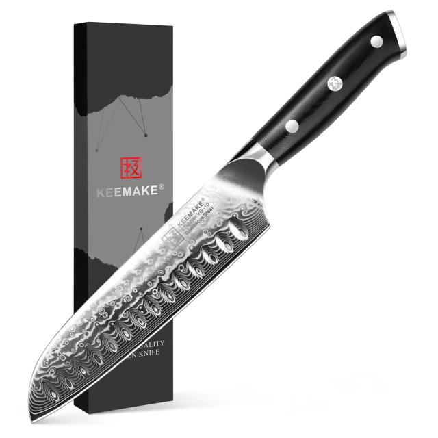 KEEMAKE 包丁 三徳包丁 ダマスカス包丁 180mm 67層 VG10 ステンレス よく切れる 万能 料理包丁 両刃 家庭用 プレゼント 贈り物の通販は 5,583円