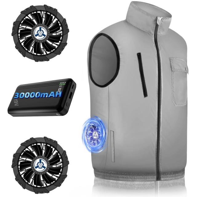 Sumeriy ファン付き作業服 空調作業服 ベスト 超高電圧出力 30000mAhバッテリ 最大30時間連続使用 ファン付きベスト 国産9枚ファン 大
