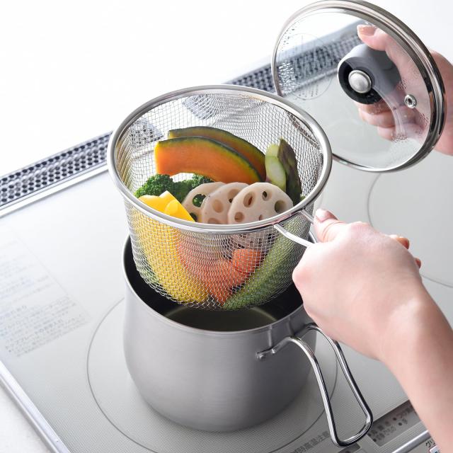 アーネスト マルチポット ザル付き 1台9役(蒸す/揚げる/炊く/煮る/茹でる/炒める/沸かす/和える/保存) IH対応 ガラス蓋付き(箸やお玉が 6,143円