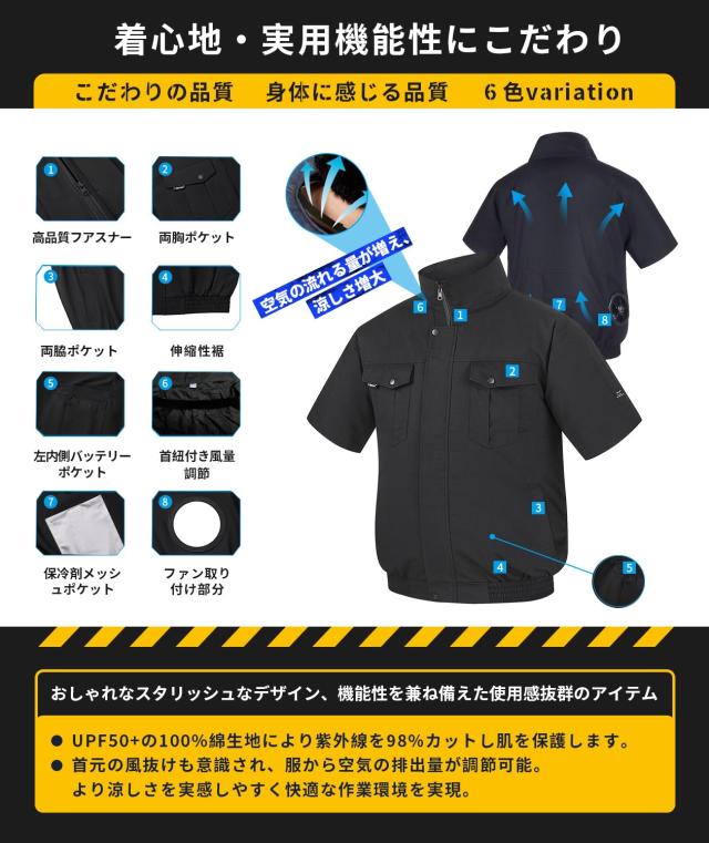 [ELEMAI] フアン付き作業服 22V高電圧出力 25000mAh elemai 2024年モデル フアン付き作業服 25000mAh 超高電圧出力