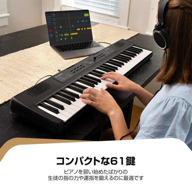 【未使用】 Alesis 電子キーボード 61鍵盤 初心者セット【ヘッドホン、マイク、スタンド、ベンチ、ACアダプター付き】 Melody61 MKII C-5 Alesis キーボード ピアノ 61鍵盤 スピーカー内蔵 ポータブル 初心者