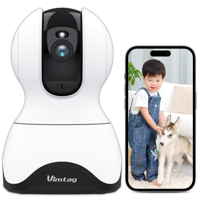 【400万画素・室内・PTZ全方位360度監視・自動追尾】 VIMTAG ペットカメラ 見守りカメラ 防犯/監視カメラ ベビーモニター 2.5K 1440P 赤の通販は 5,597円