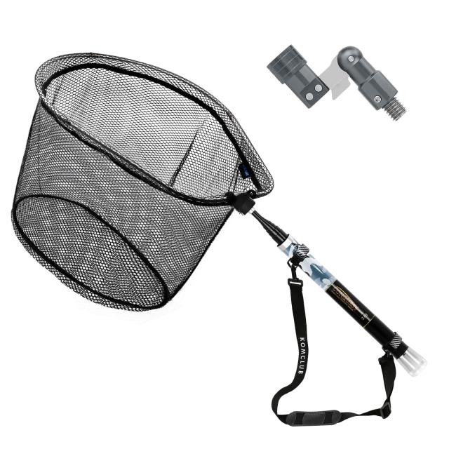 KOMCLUB 玉網 ランディングネット タモジョイント セット 2.7m 伸縮式 小継玉の柄 折りたたみ式タモ網 釣り 3点セット コンパクト 軽量