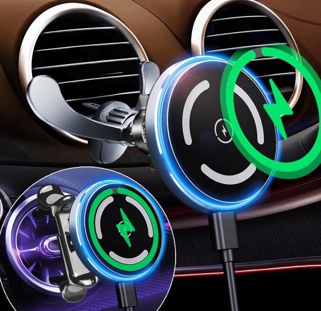【2025革新/丸型エア コンに適応・超？磁力】LIFMAGIC Magsafe 車載 充電器 丸型エア コン マグネット スマホホルダー 車 qi 15w マグセーフの通販は